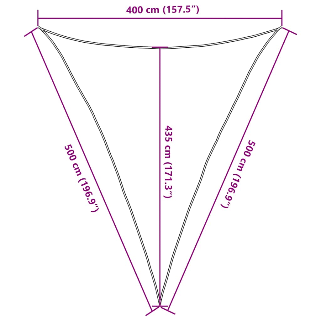 Vela Parasole 160 g/m² Triangolare Sabbia 4x5x5 m in HDPE