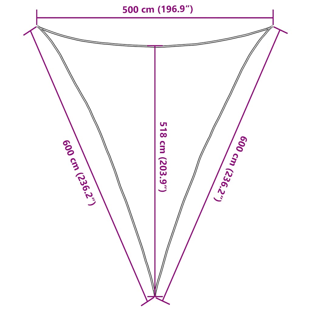 Vela Parasole 160 g/m² Triangolare Sabbia 5x6x6 m in HDPE