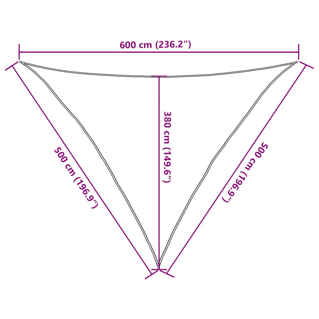 Vela Parasole 160 g/m² Triangolare Sabbia 5x5x6 m in HDPE