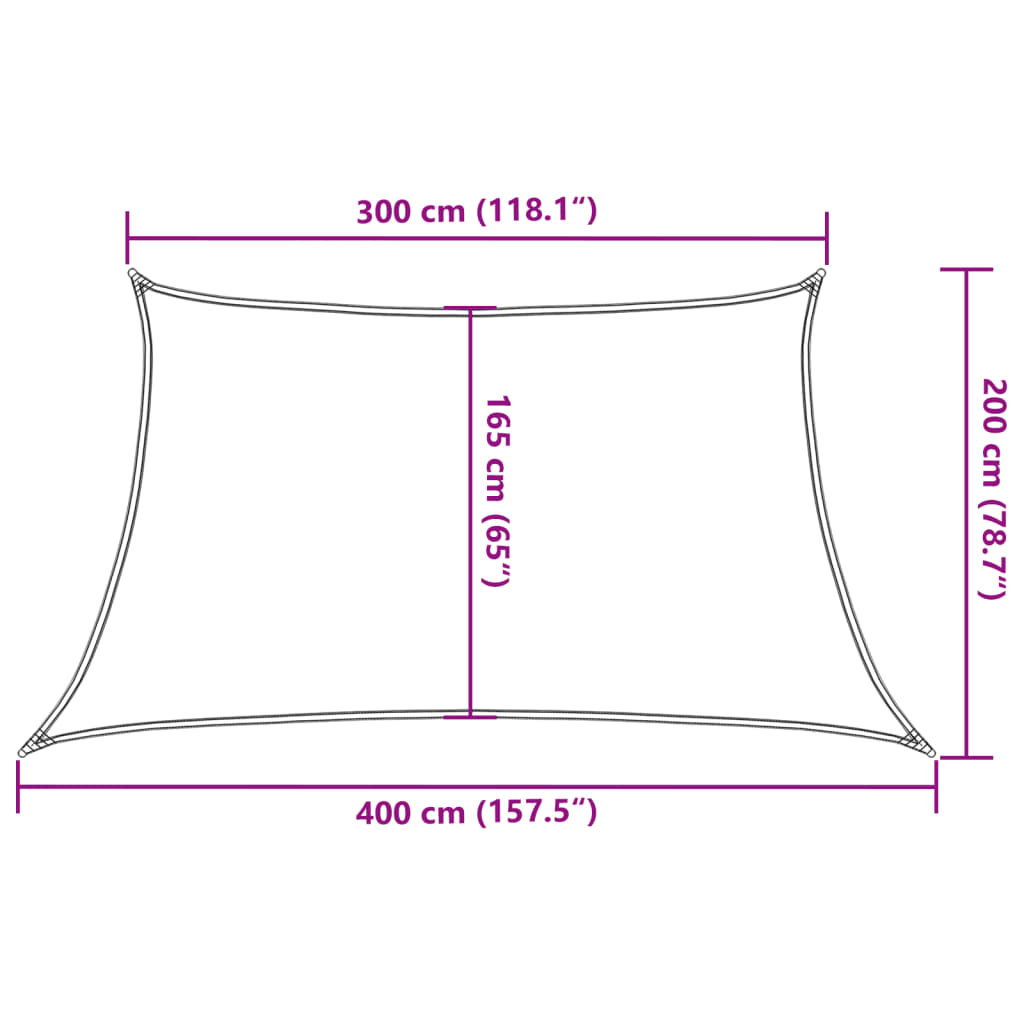 Vela Parasole 160 g/m² Trapezio Grigio Chiaro 3/4x2 m in HDPE