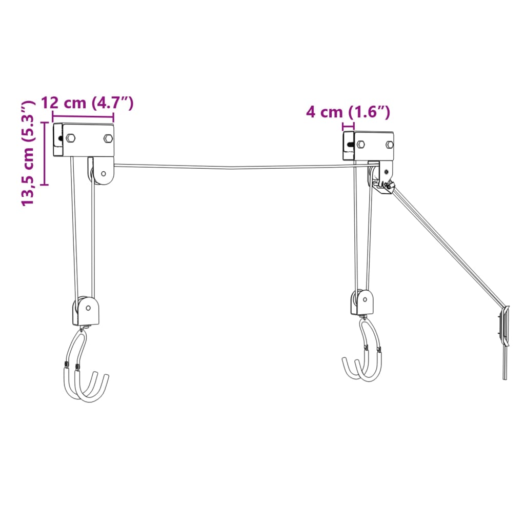 Sollevatore per Bici con Supporto a Soffitto 57 kg
