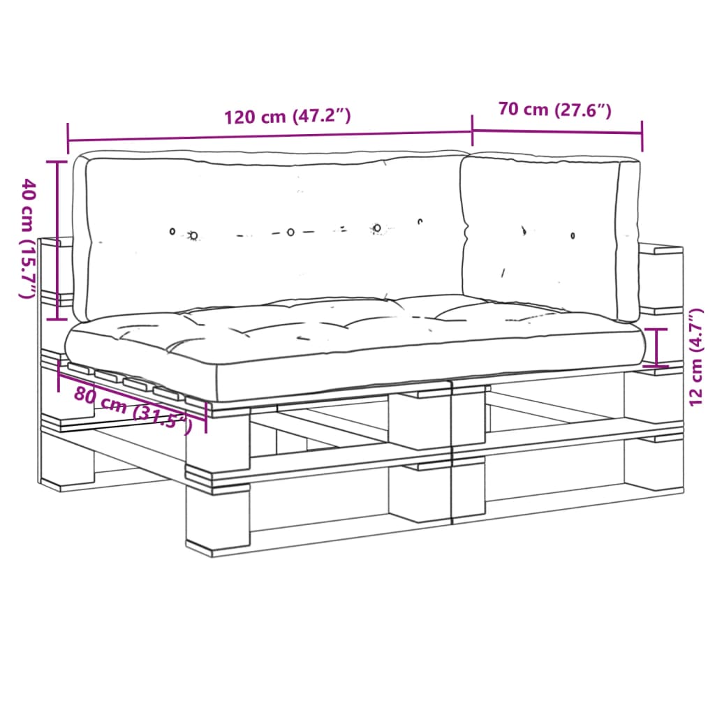 Cuscini per Pallet 3 pz Antracite in Tessuto