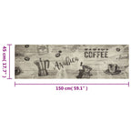 Tappeto da Cucina Lavabile Grigio Caffè 45x150 cm in Velluto
