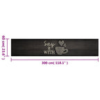 Tappeto da Cucina Lavabile Nero Tazza 60x300 cm in Velluto