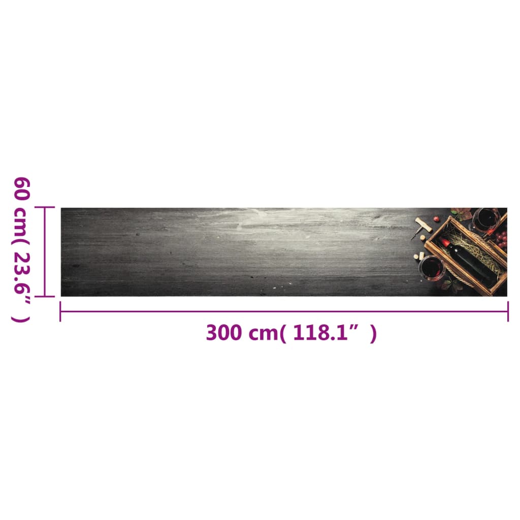 Tappeto da Cucina Lavabile Bottiglia Vino 60x300 cm in Velluto