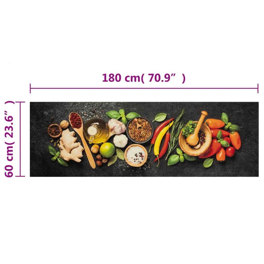 Tappeto da Cucina Lavabile Spezie 60x180 cm Velluto
