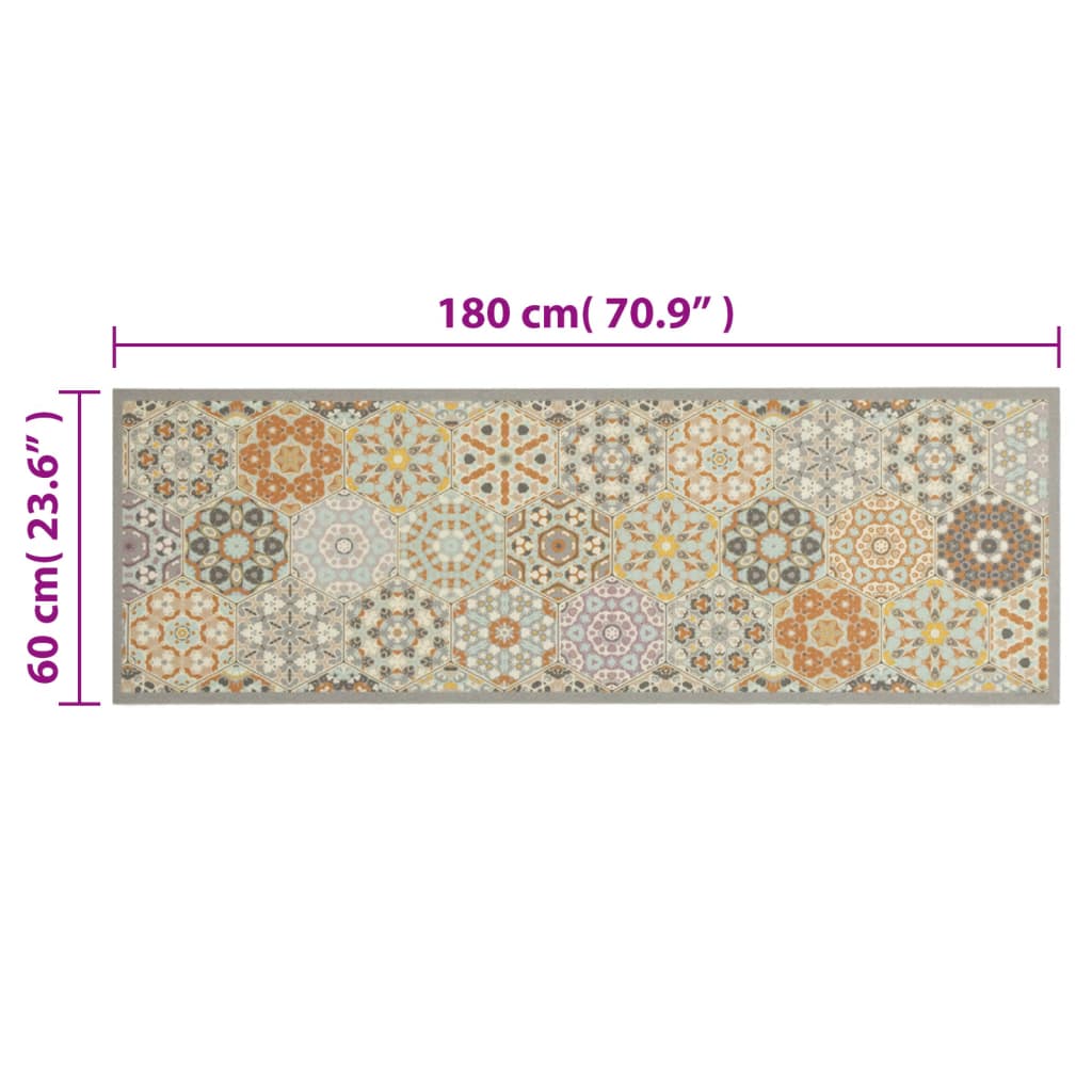 Tappeto da Cucina Lavabile Pastello Esagono 60x180 cm Velluto