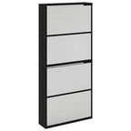 Scarpiera con Specchio a 4 Livelli Nera 63x17x134 cm