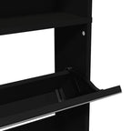 Scarpiera con Specchio a 4 Livelli Nera 63x17x134 cm