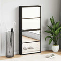 Scarpiera con Specchio a 4 Livelli Nera 63x17x134 cm