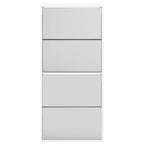 Scarpiera con Specchio a 4 Livelli Bianco lucido 63x17x134 cm