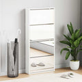 Scarpiera con Specchio a 4 Livelli Bianco lucido 63x17x134 cm