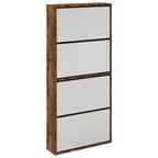 Scarpiera con Specchio a 4 Livelli Rovere Fumo 63x17x134 cm