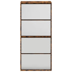 Scarpiera con Specchio a 4 Livelli Rovere Fumo 63x17x134 cm