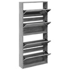Scarpiera con Specchio a 4 Livelli Grigio Sonoma 63x17x134 cm