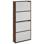 Scarpiera con Specchio a 4 Livelli Rovere Marrone 63x17x134 cm