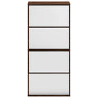 Scarpiera con Specchio a 4 Livelli Rovere Marrone 63x17x134 cm