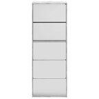 Scarpiera con Specchio a 5 Livelli Grigio Cemento 63x17x169,5cm