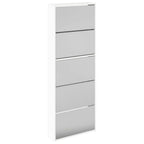 Scarpiera con Specchio a 5 Livelli Bianco Lucido 63x17x169,5 cm