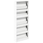 Scarpiera con Specchio a 5 Livelli Bianco Lucido 63x17x169,5 cm