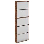 Scarpiera con Specchio a 5 Livelli Rovere Fumo 63x17x169,5 cm