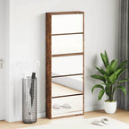 Scarpiera con Specchio a 5 Livelli Rovere Fumo 63x17x169,5 cm