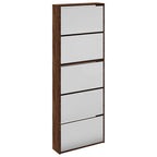 Scarpiera con Specchio a 5 Livelli Rovere Marrone 63x17x169,5cm