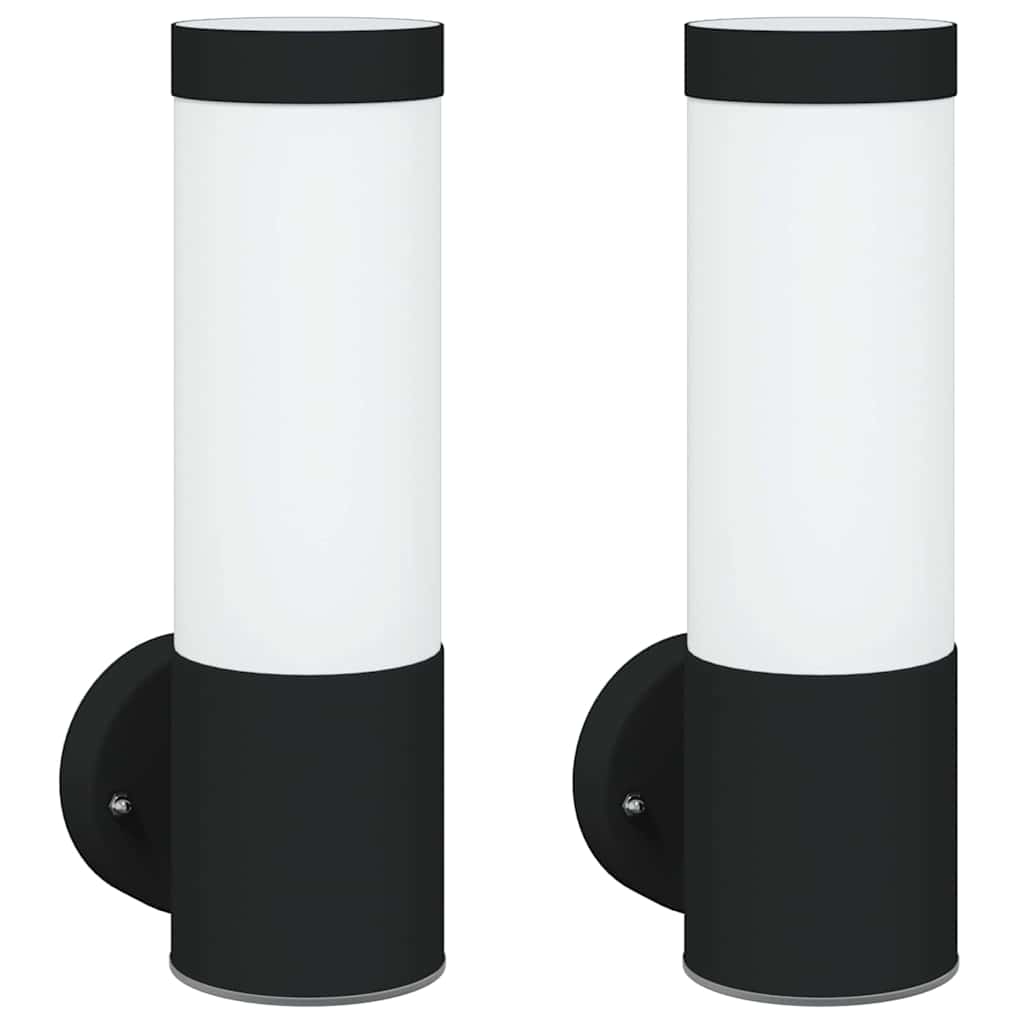 Lampada da Parete Esterna 2 pcs Nero 12 x 8,5 x 27 cm