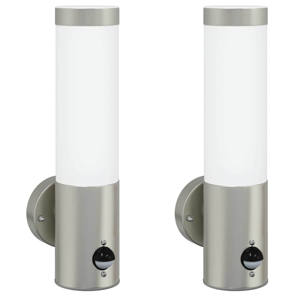 Lampada da Parete Esterna 2 pcs Argento 12 x 8,5 x 29 cm
