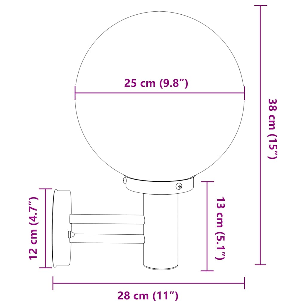 Lampada da Parete Esterna 2 pcs Argento 28 x 25 x 38 cm