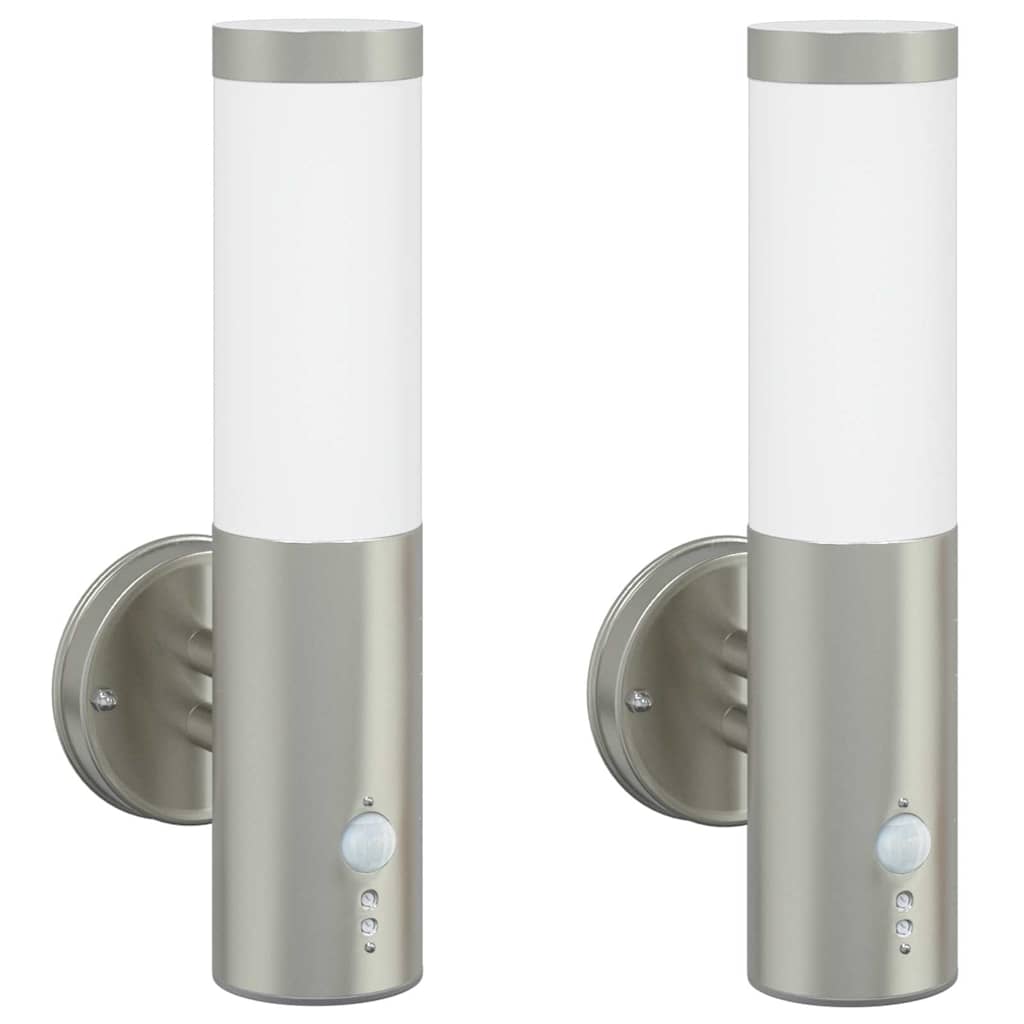 Lampada da Parete Esterna 2 pcs Argento 15 x 7,5 x 33 cm