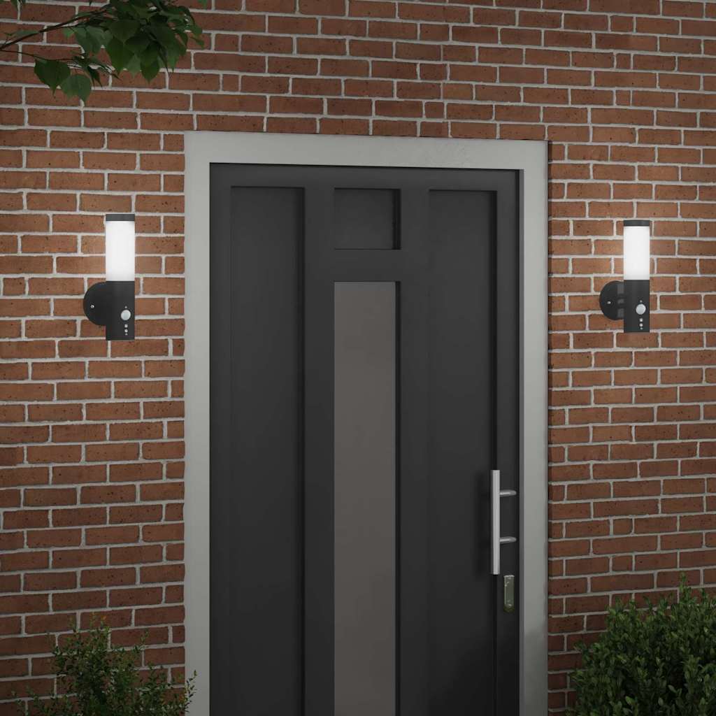 Lampada da Parete Esterna 2 pcs Nero 15 x 7,5 x 33 cm
