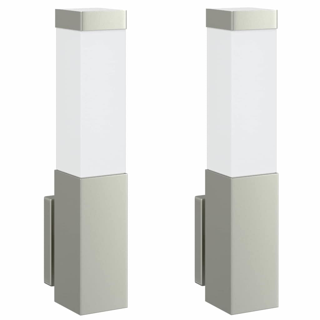 Lampada da Parete Esterna 2 pcs Argento 10.5 x 6 x 33 cm
