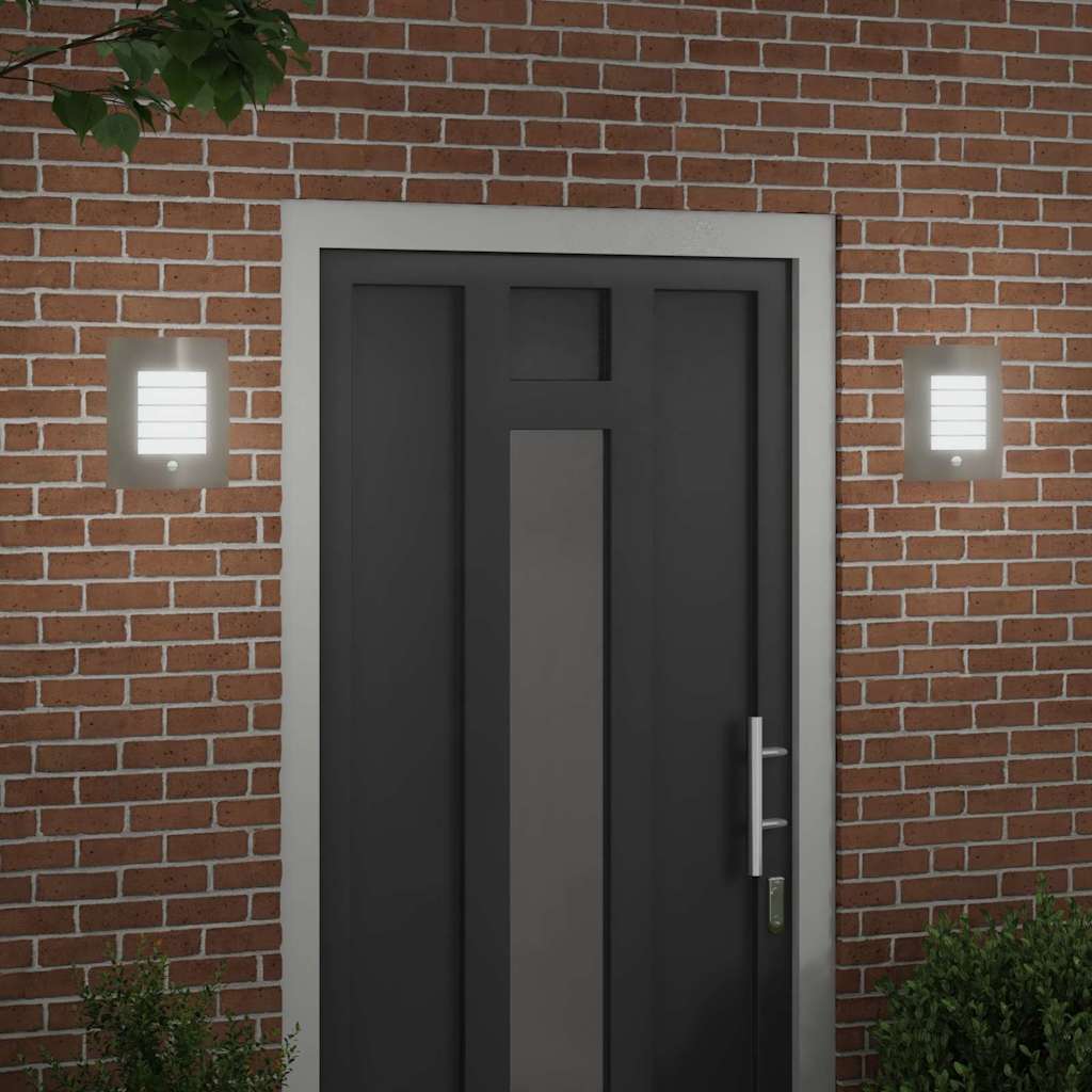 Lampada da Parete Esterna 2 pcs Argento 23.5 x 9 x 26 cm