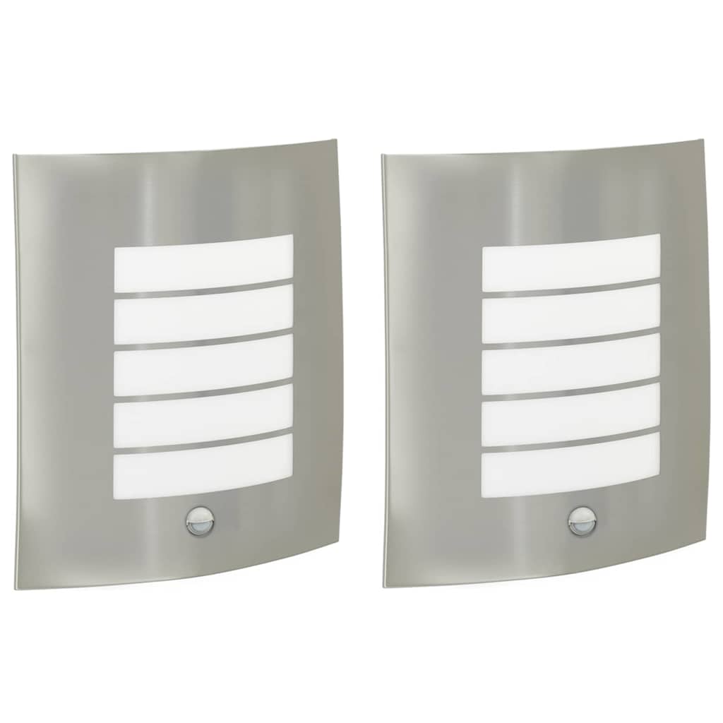 Lampada da Parete Esterna 2 pcs Argento 23.5 x 9 x 26 cm