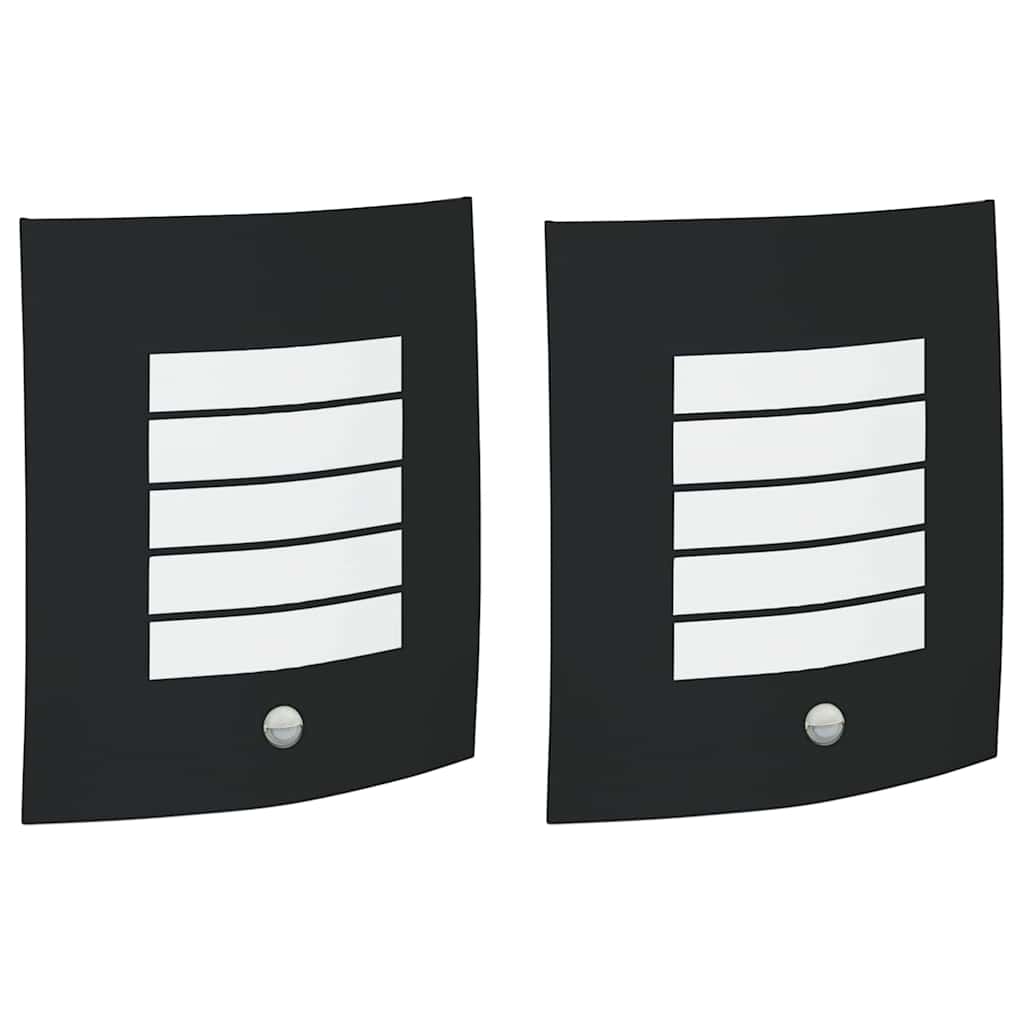 Lampada da Parete Esterna 2 pcs Nero 23.5 x 9 x 26 cm