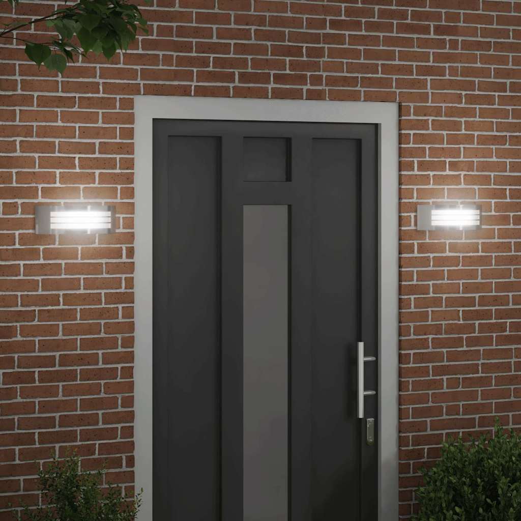 Lampada da Parete Esterna 2 pcs Argento 32 x 10 x 10 cm