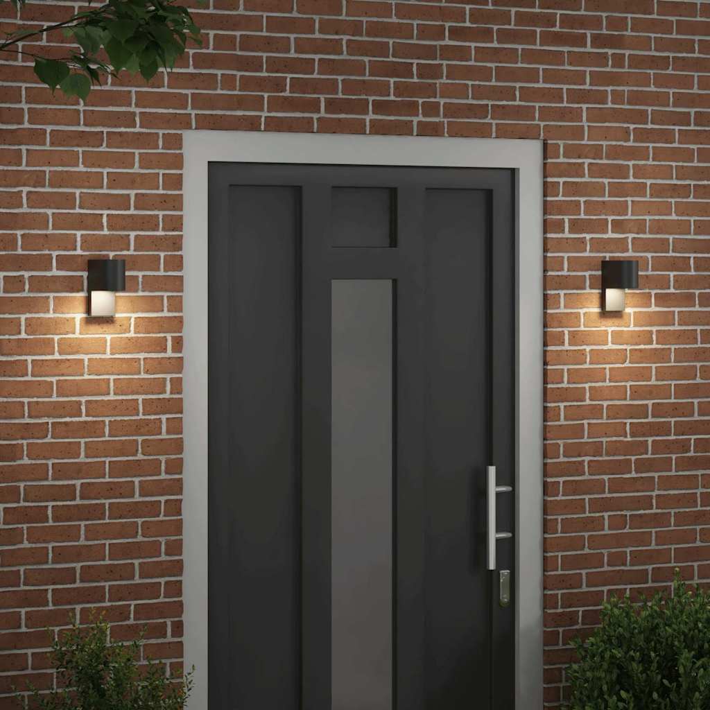 Lampada da Parete Esterna 2 pcs Nero 12 x 7 x 15 cm