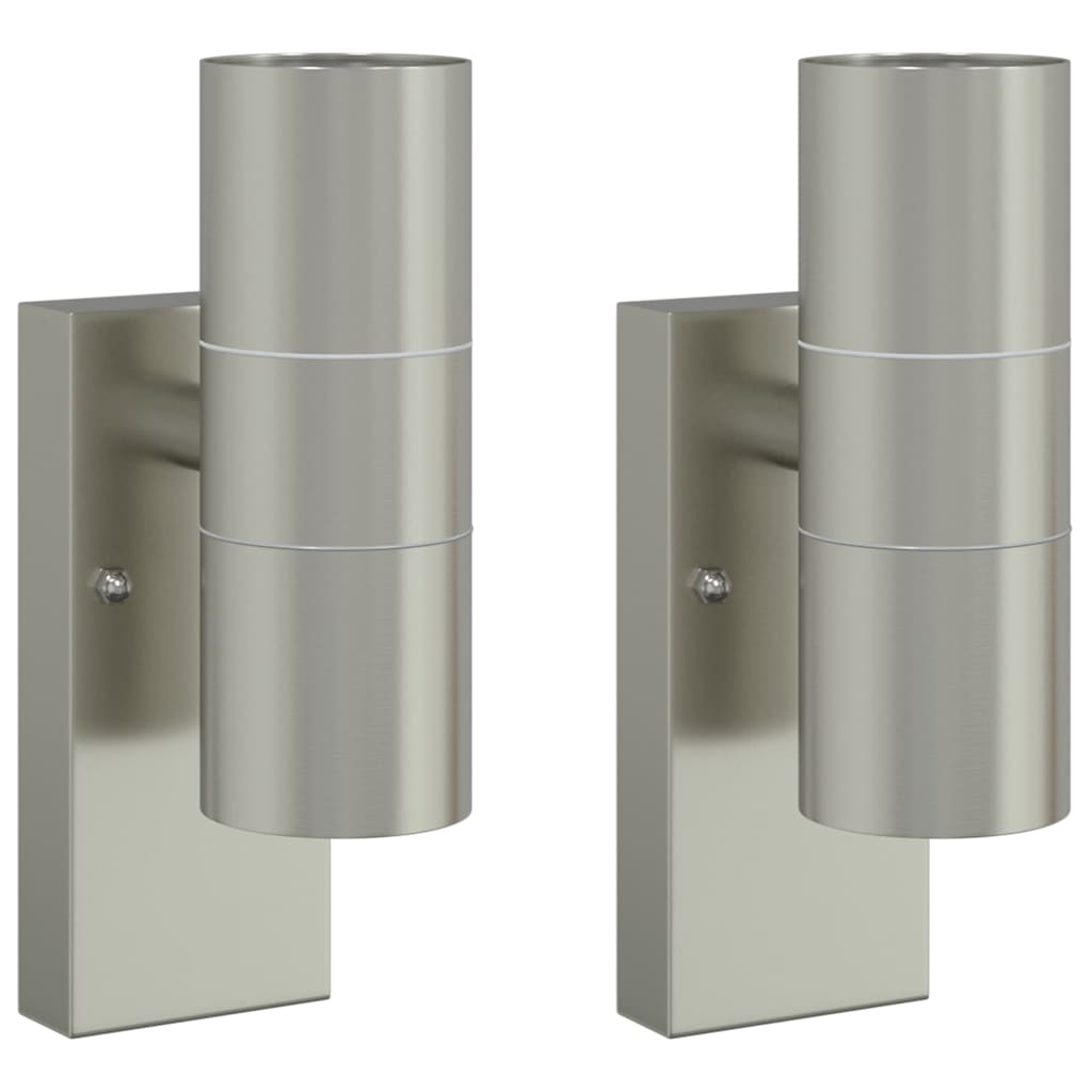 Lampada da Parete Esterna 2 pcs Argento 7 x 10 x 22 cm