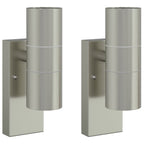 Lampada da Parete Esterna 2 pcs Argento 7 x 10 x 22 cm