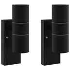 Lampada da Parete Esterna 2 pcs Nero 7 x 10 x 22 cm