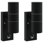 Lampada da Parete Esterna 2 pcs Nero 7 x 10 x 22 cm