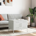 Tavolino da Salotto Bianco 68x50x50,5 cm in Acciaio