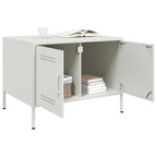 Tavolino da Salotto Bianco 68x50x50,5 cm in Acciaio