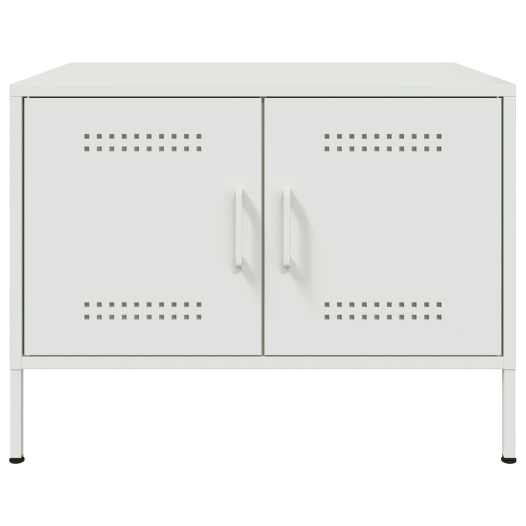 Tavolino da Salotto Bianco 68x50x50,5 cm in Acciaio