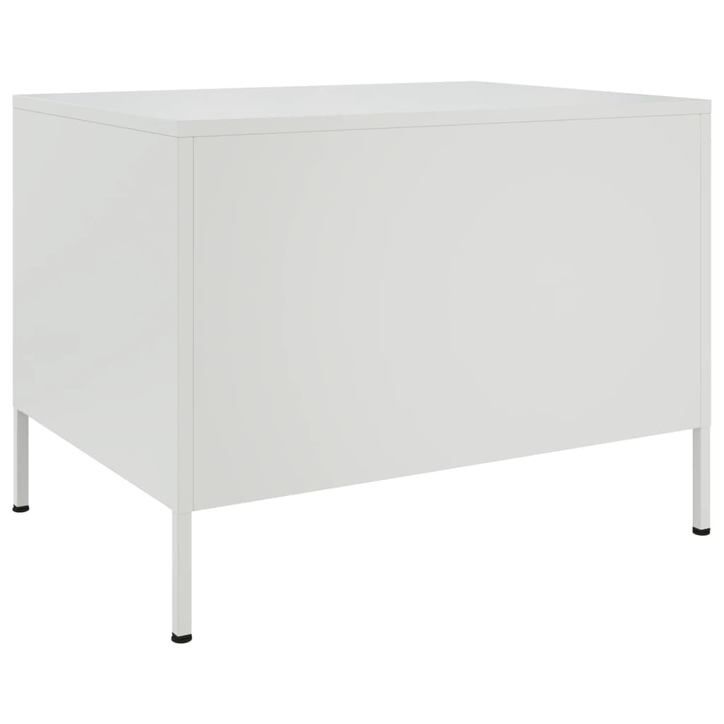 Tavolino da Salotto Bianco 68x50x50,5 cm in Acciaio