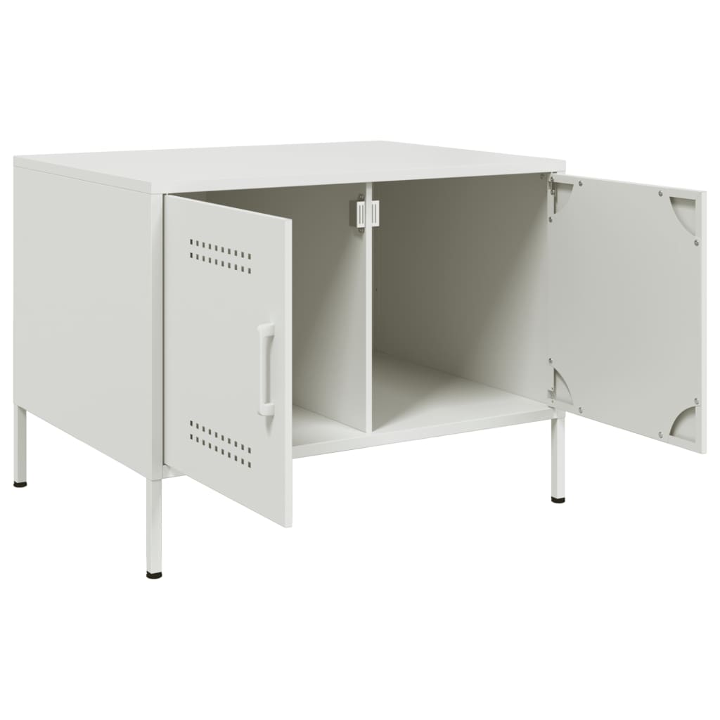 Tavolino da Salotto Bianco 68x50x50,5 cm in Acciaio