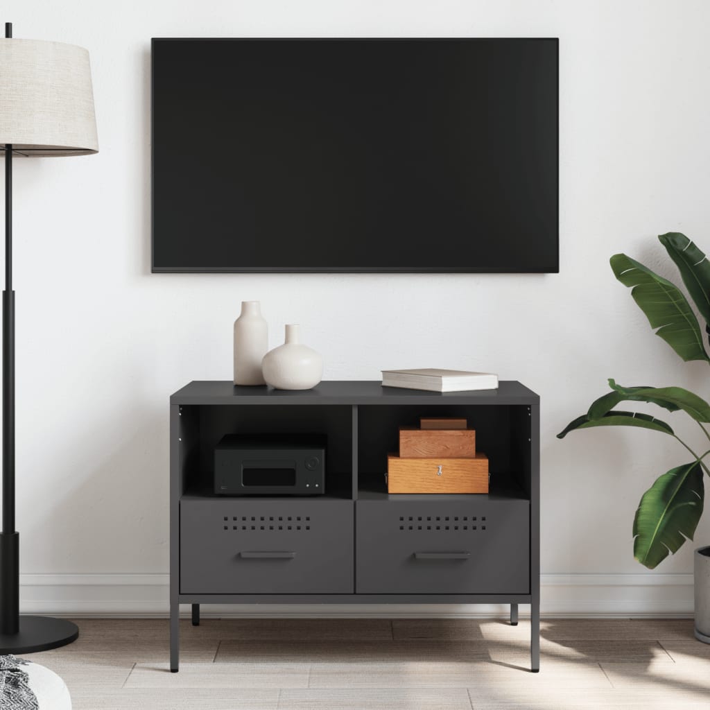 Mobile TV Nero 68x39x50,5 cm in Acciaio