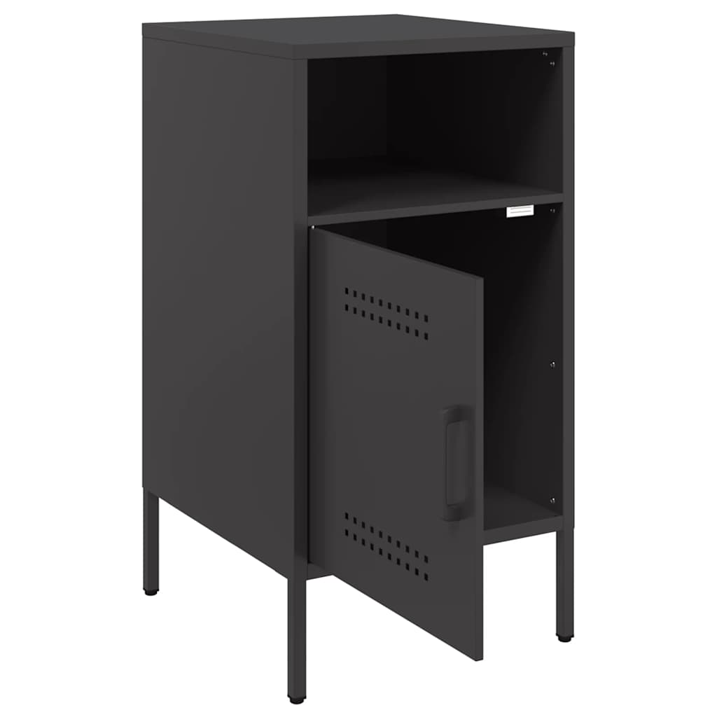 Comodino Nero 36x39x68 cm in Acciaio