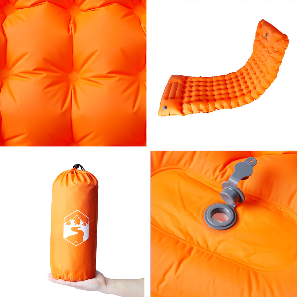 Materasso Campeggio Autogonfiabile Cuscini 1 Persona Arancio